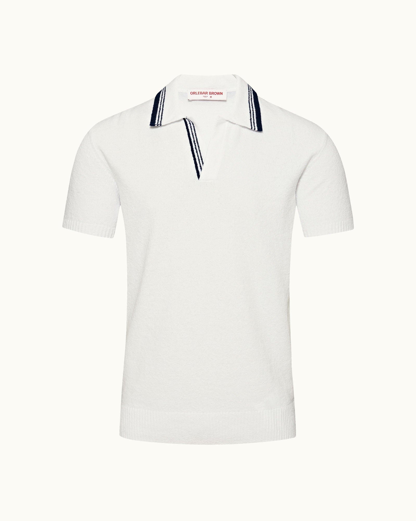 Horton White Tailored Fit Boucle Stitch Polo Shirt | White