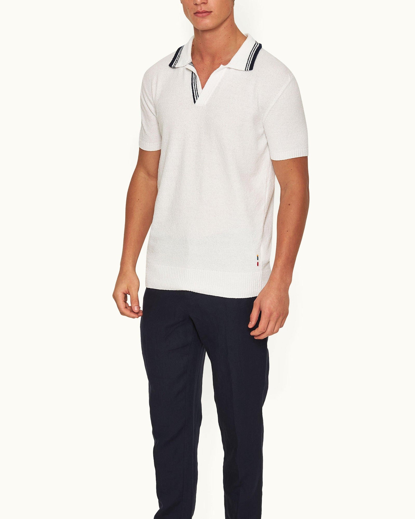 Horton White Tailored Fit Boucle Stitch Polo Shirt | White