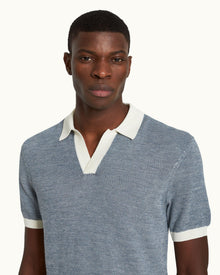 Men | Horton Merino Polo | Dark Aquamarine/White Sand