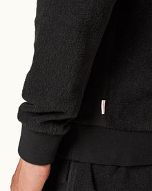 Isar Black Classic Fit Mixed Texture Sweatshirt | Black