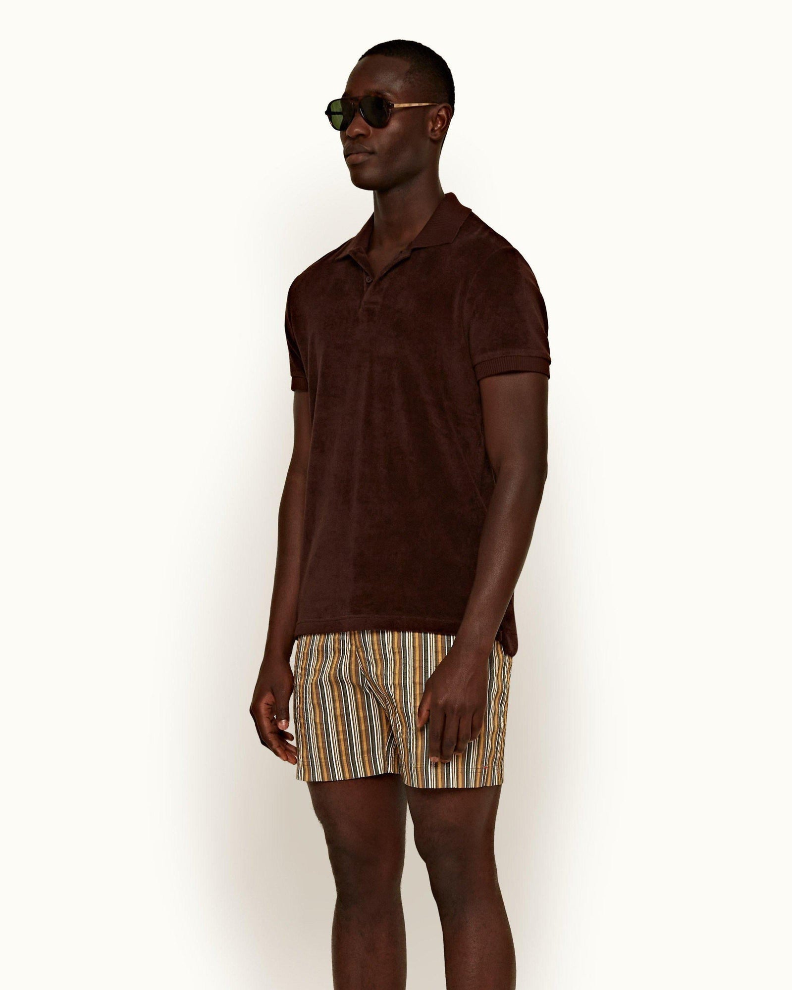 Jarrett Towelling Cocoa Classic Fit Towelling Polo Shirt | Cocoa