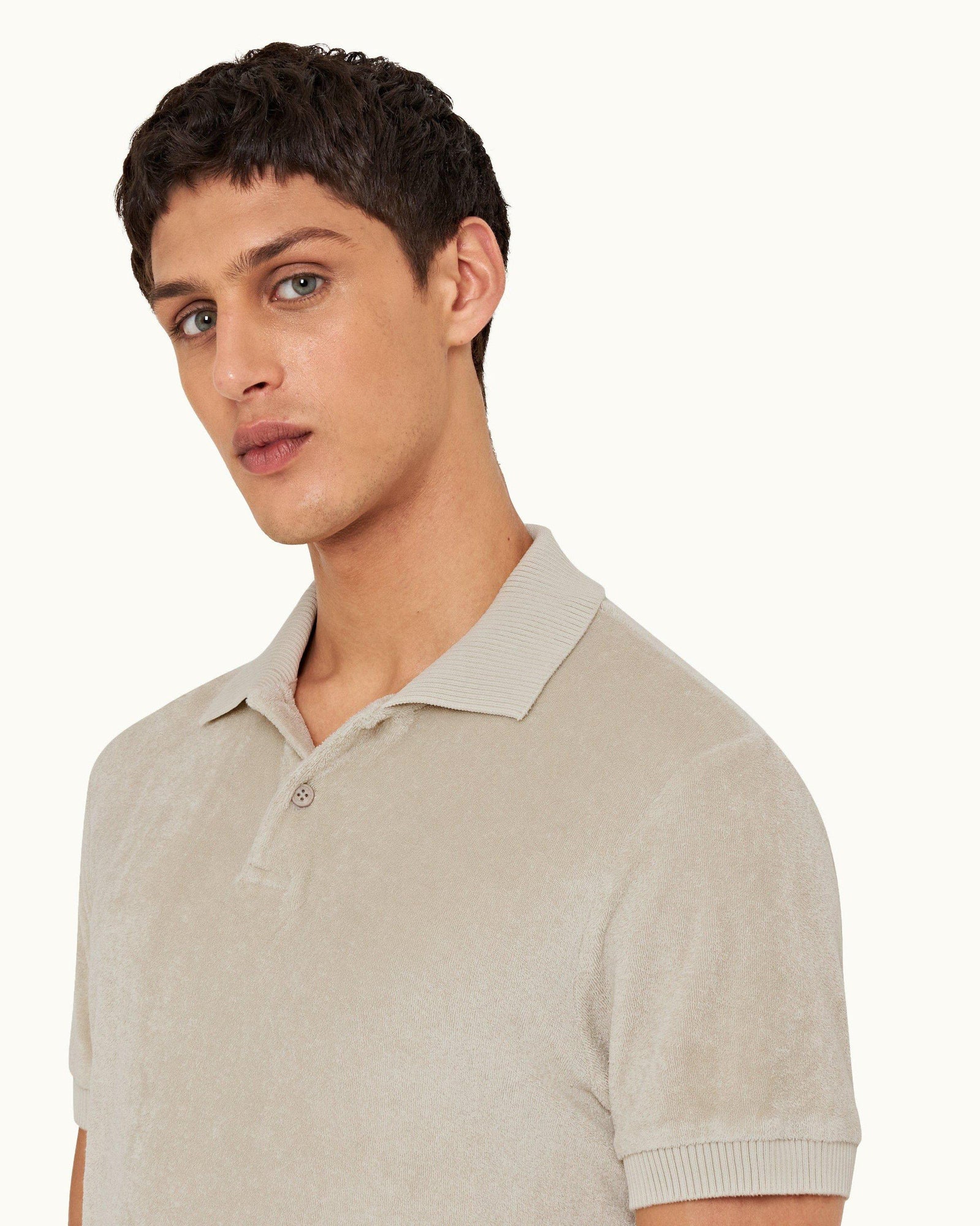Parched Green Classic Fit Towelling Polo Shirt | Parched Green