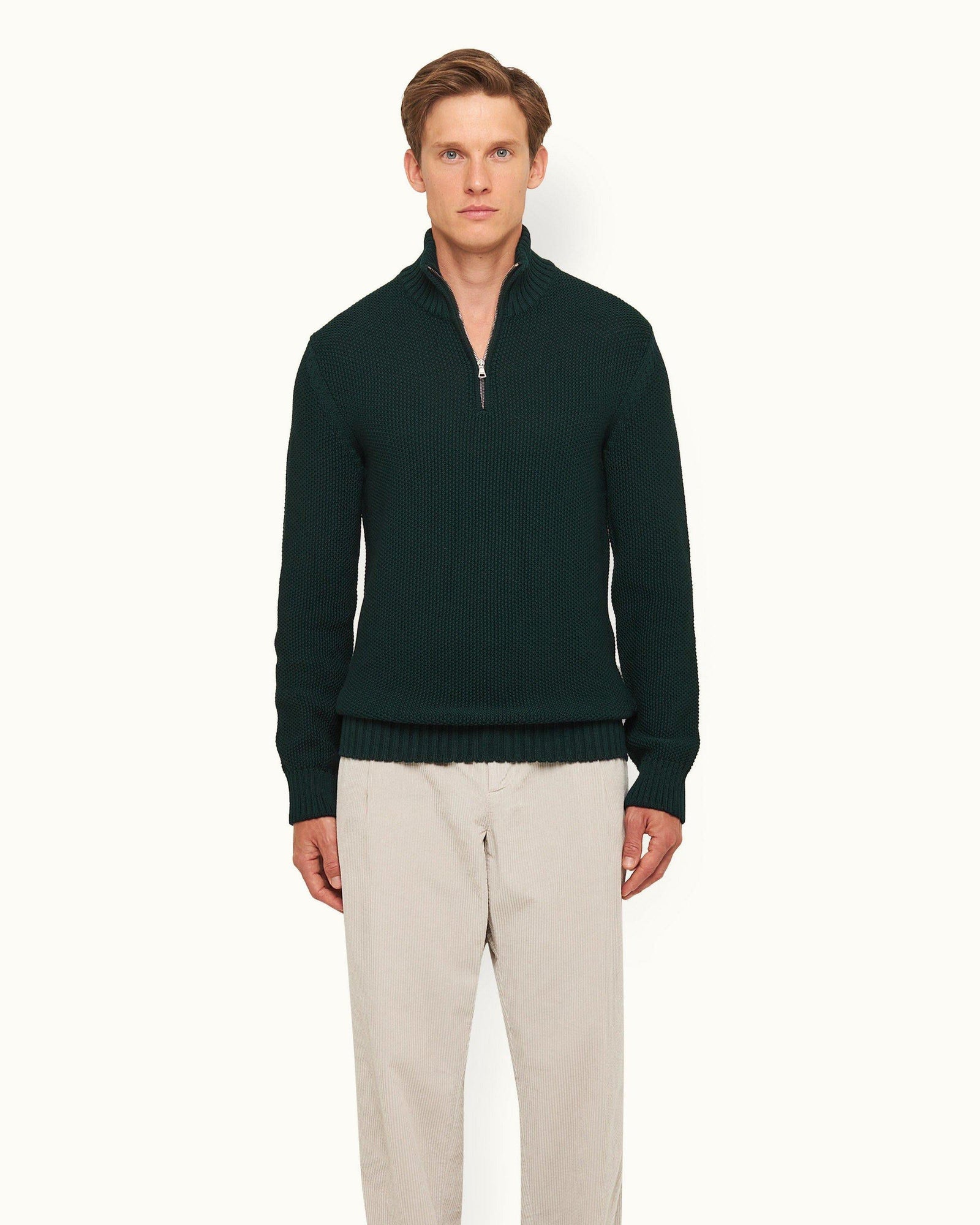 Bristlecone Pine Half Zip Waffle Knit Merino Jumper | Bristlecone Pine