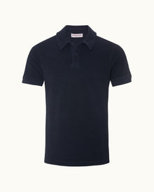 Night Iris Classic Fit Pique Cotton Towelling Polo Shirt | Night Iris