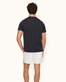 Night Iris Classic Fit Crewneck O.B Print Mesh T-shirt | Night Iris