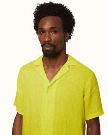 Fluro Capri Collar Laundered Linen Shirt | Fluro