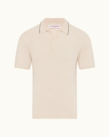 Sea Mist/Truffle Rib Tipping Collar Organic Mercerized Cotton Polo Shirt | Sea Mist/Truffle