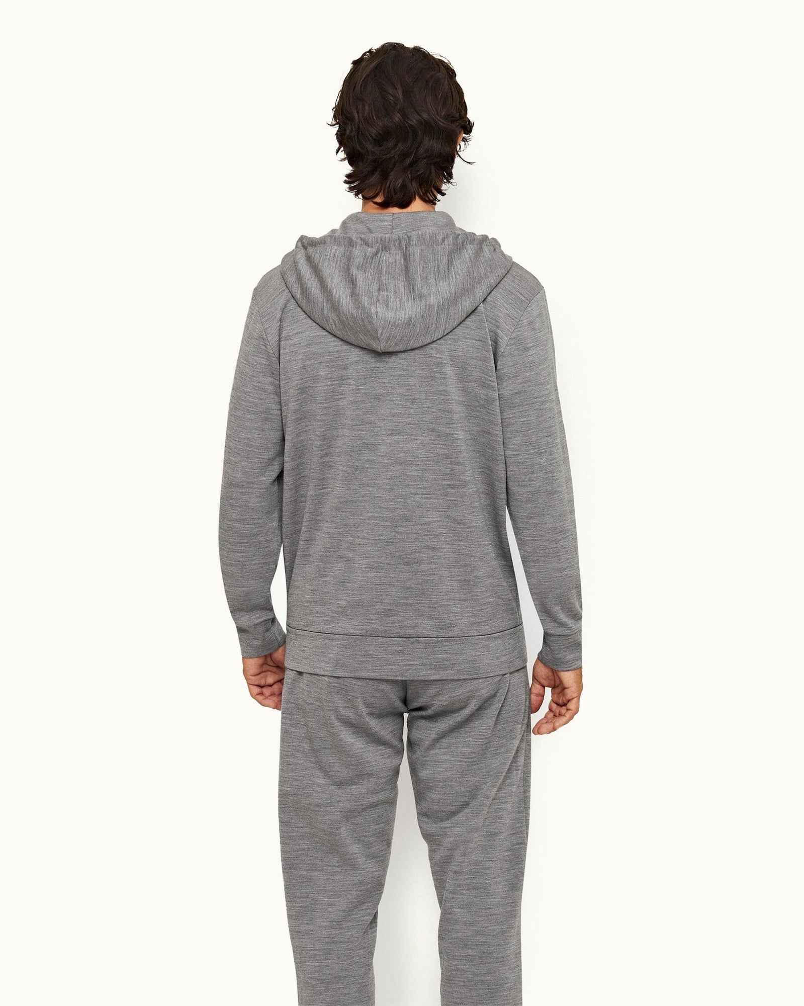 Grey Melange Smart Merino Zip-Thru Hooded Sweatshirt | Grey Melange
