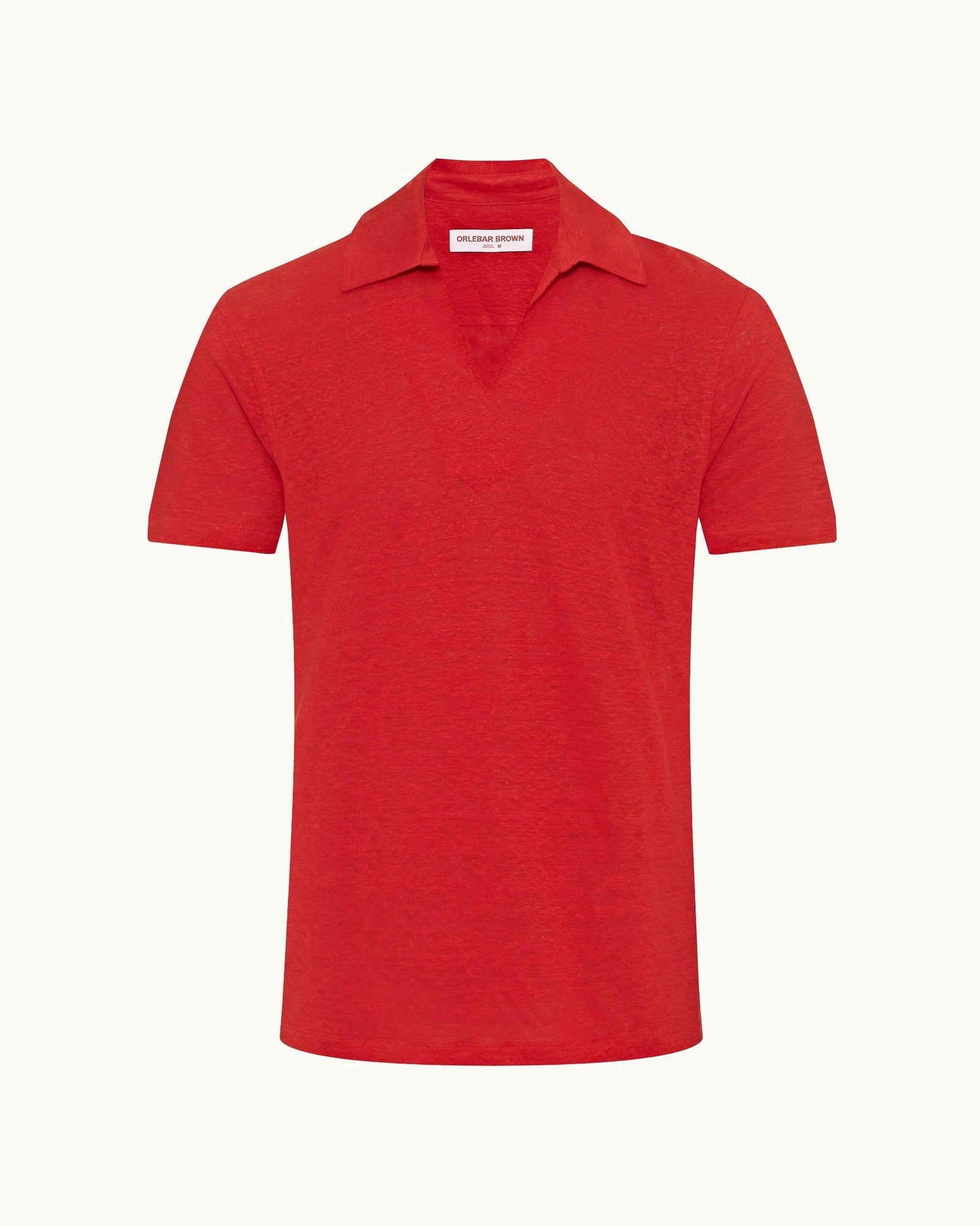 Vermillion Classic Fit Linen Polo Shirt | Vermillion