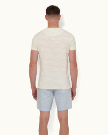 Norwich Linen Ice Blue Tailored Fit O.B Stripe Linen Shorts | Ice Blue
