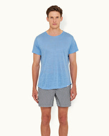 Ob-T Linen Mirage Blue Tailored Fit Crew Neck Linen T-shirt | Mirage Blue