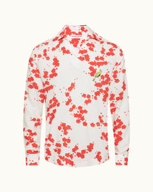 Ridley Blossom Print Relaxed Fit Resort Placket Overhead Shirt Red Plum Colour | Red