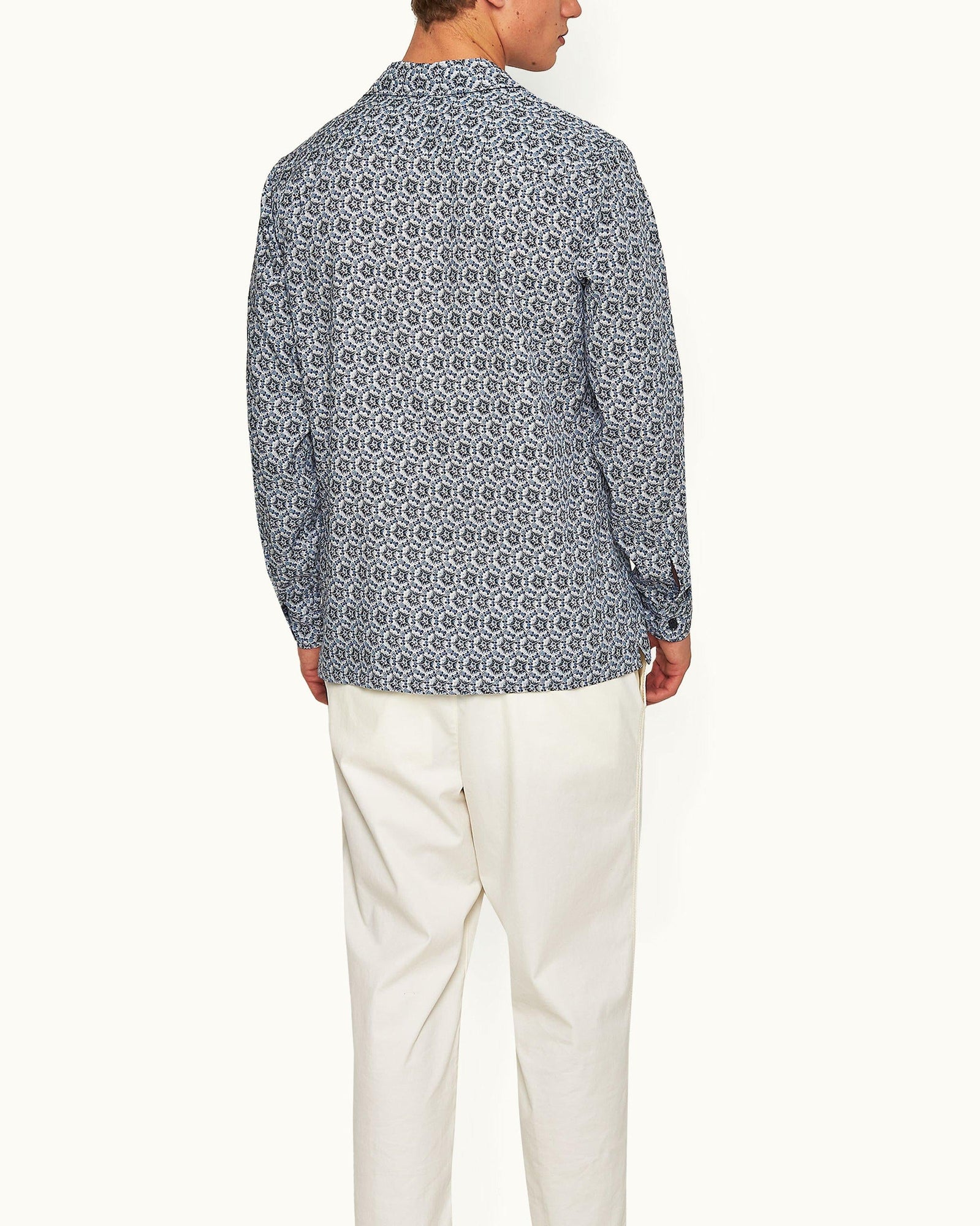 Ridley Azul Blue Roseate Print Relaxed Fit Overhead Shirt | Azul Blue