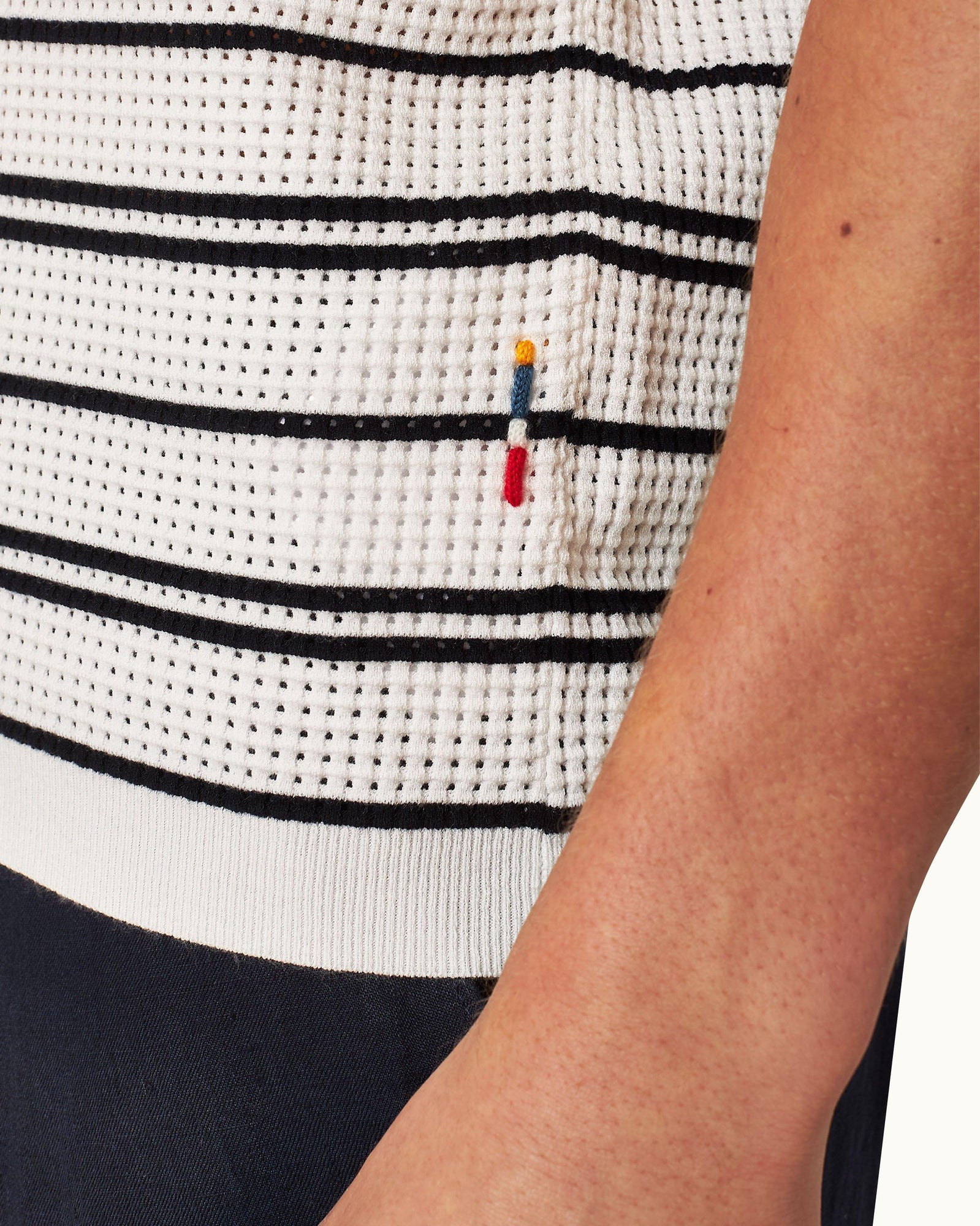 Men | Roddy Stripe Polo | White/Night Iris
