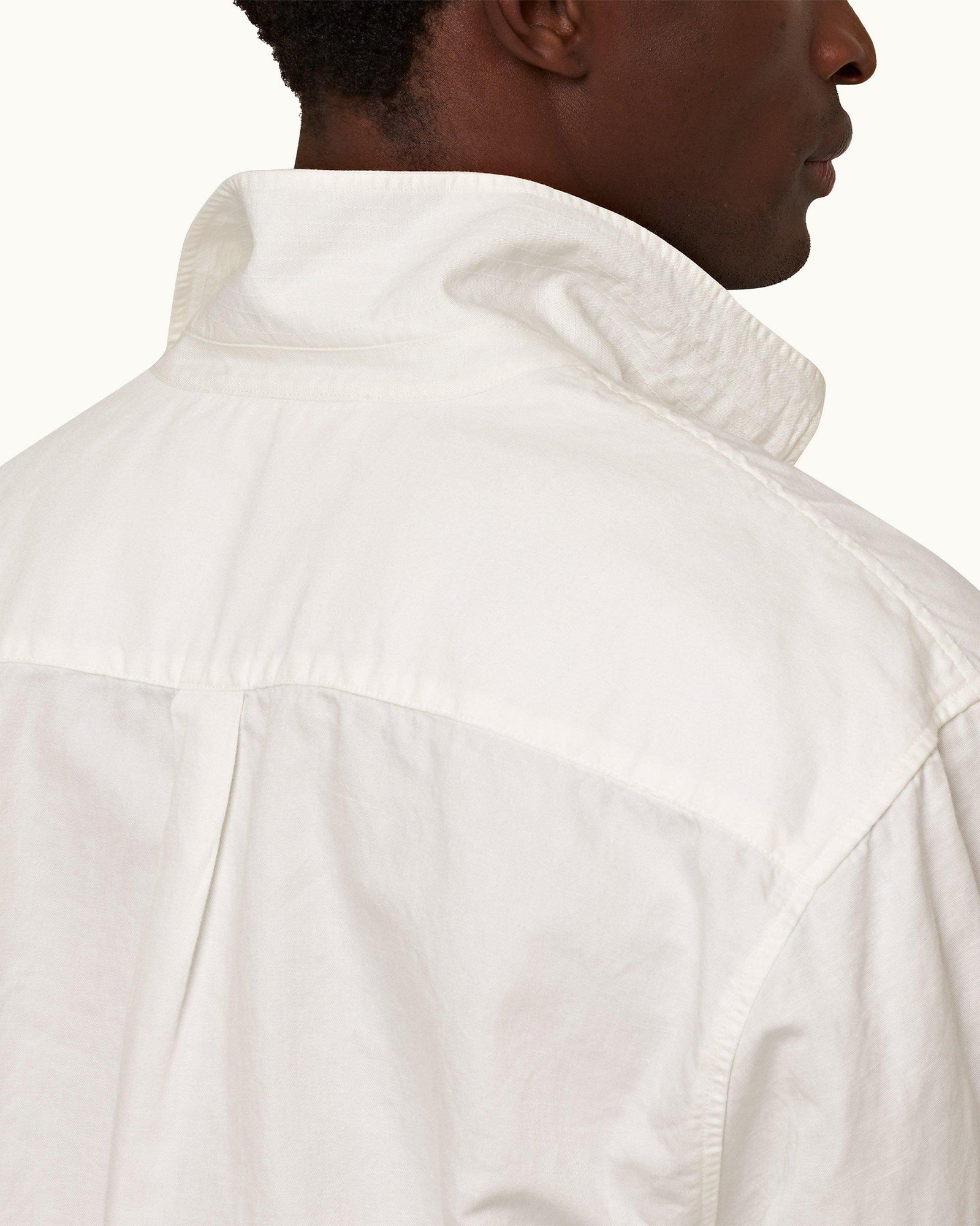 Sea Mist Classic Collar Overhead Mix Fabric Shirt | Sea Mist