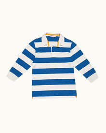 Kids | Signal Blue/Sea Mist Stripe Long-Sleeve Polo shirt | Signal Blue/Sea Mist