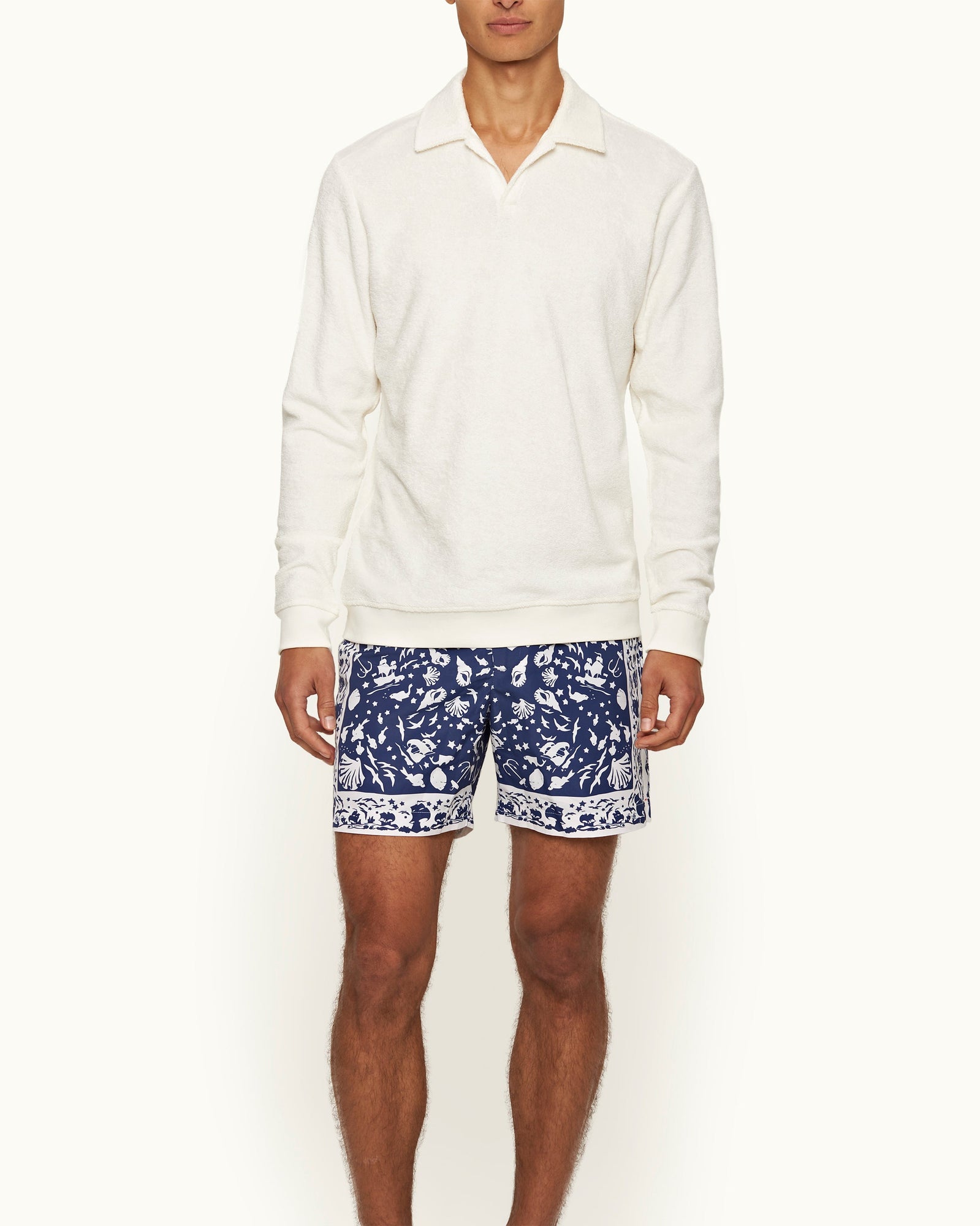 Santino Sand Classic Fit Organic Cotton Towelling Polo Shirt In White | White Sand