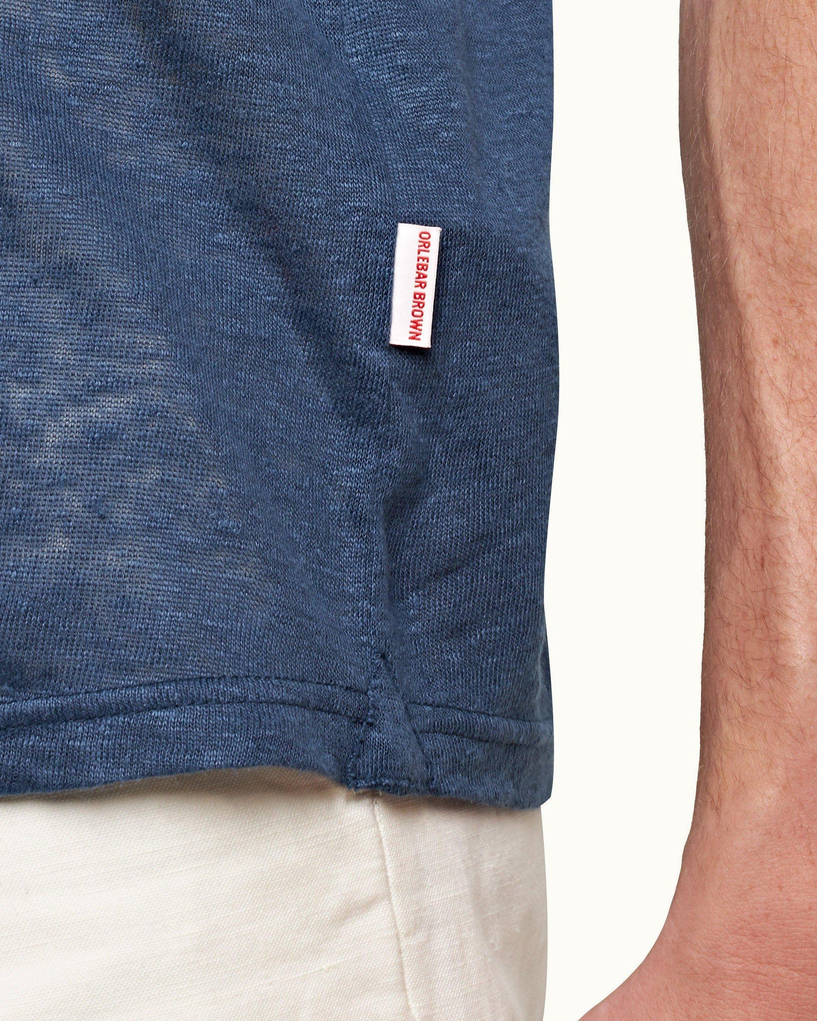 Sebastian Linen Classic Blue Tailored Fit Linen Polo Shirt | Classic Blue