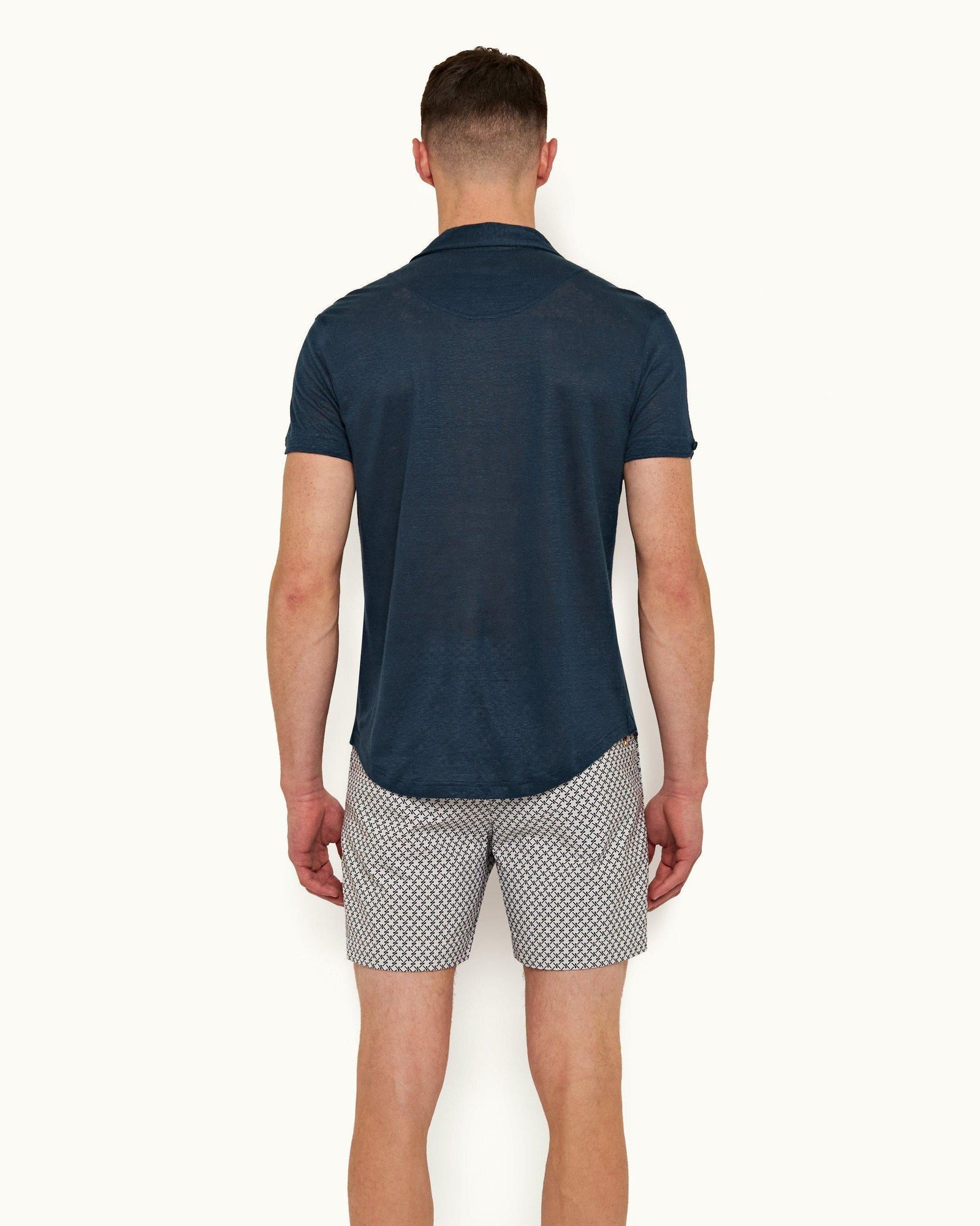 Oceanic Blue Tailored Fit Linen Polo Shirt | Oceanic Blue