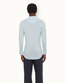 Clear Sky Tailored Fit Long-Sleeve Cashmere Polo Shirt | Light Blue
