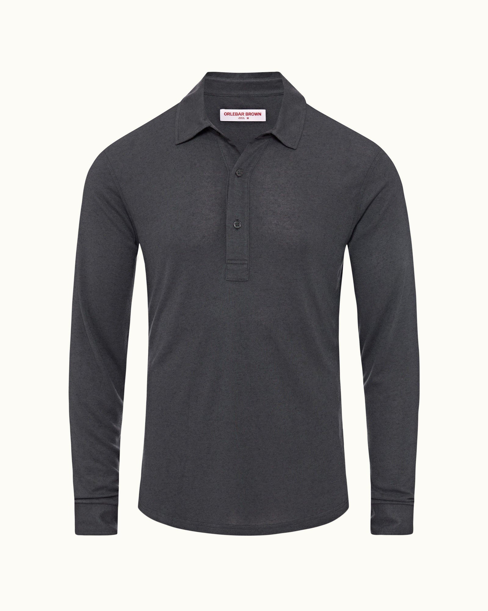 Piranha Grey Tailored Fit Long-Sleeve Cashmere Polo Shirt | Piranha Grey