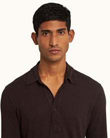 Sebastian Cashmere Truffle Tailored Fit Long-Sleeve Cashmere Polo Shirt | Truffle