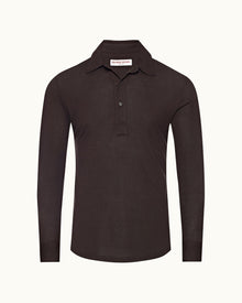 Sebastian Cashmere Truffle Tailored Fit Long-Sleeve Cashmere Polo Shirt | Truffle