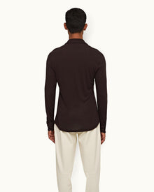 Sebastian Cashmere Truffle Tailored Fit Long-Sleeve Cashmere Polo Shirt | Truffle
