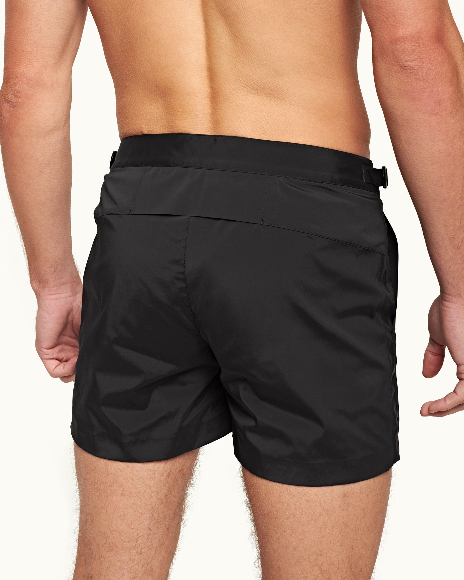Black Bonded Tape Shorter-Length Swim Short | Black