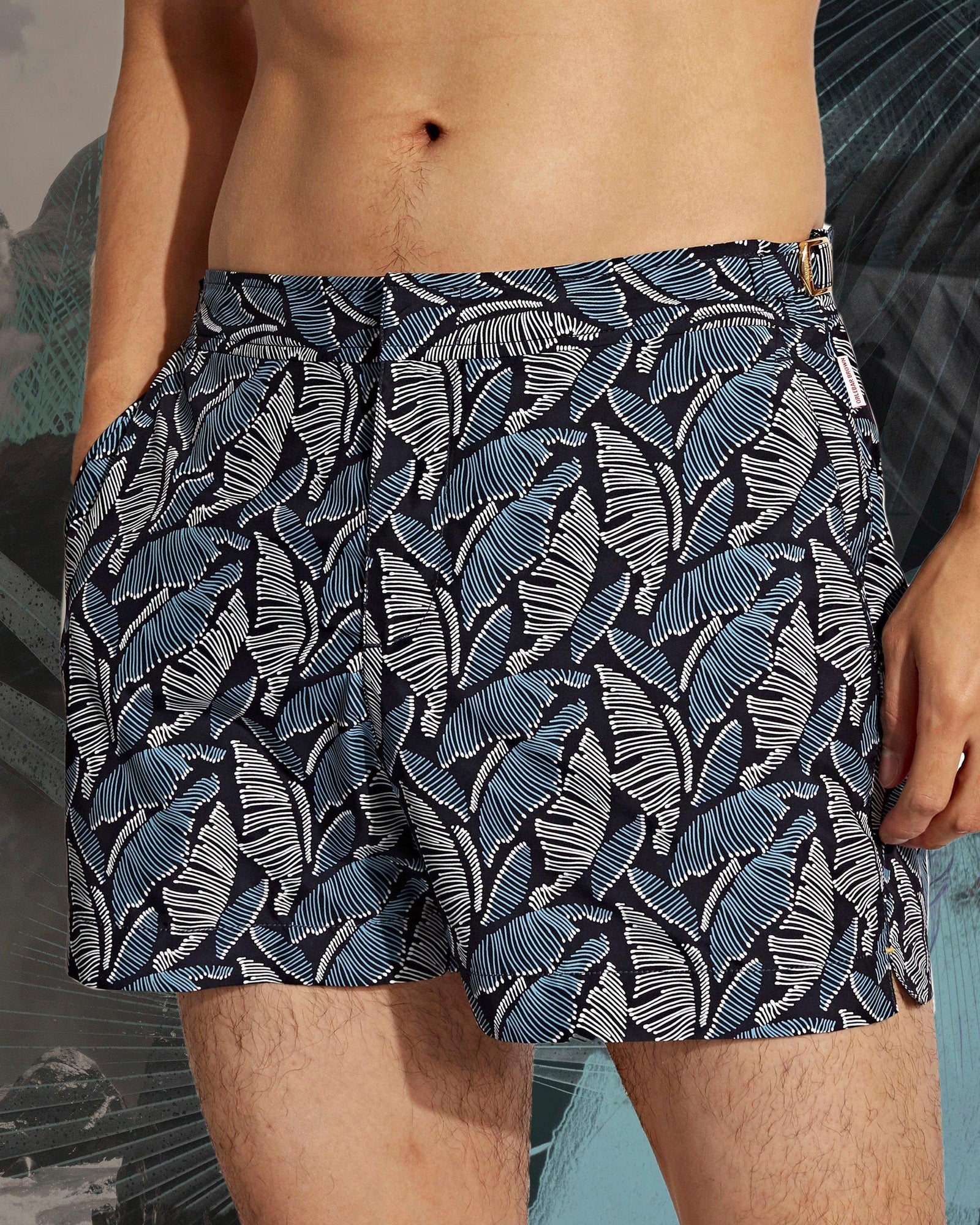 Setter Maya Blue/Navy Mantaro Print Shorter-Length Swim Shorts | Maya Blue/Navy