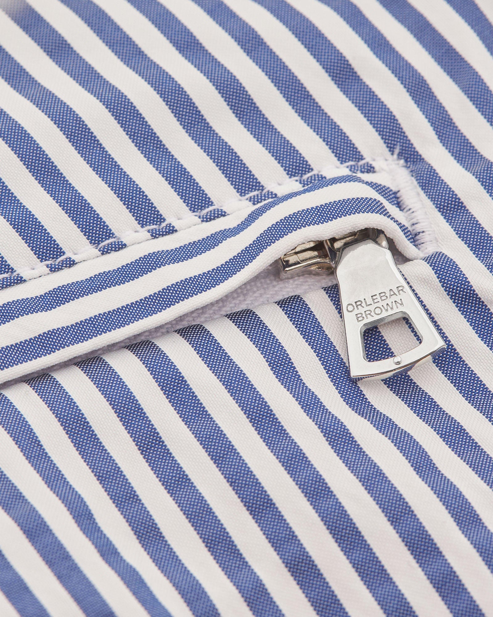 Setter Seersucker Shorter-Length Swim Shorts Woven In Italy in Blueberry/White Stripe | Blueberry/White Stripe