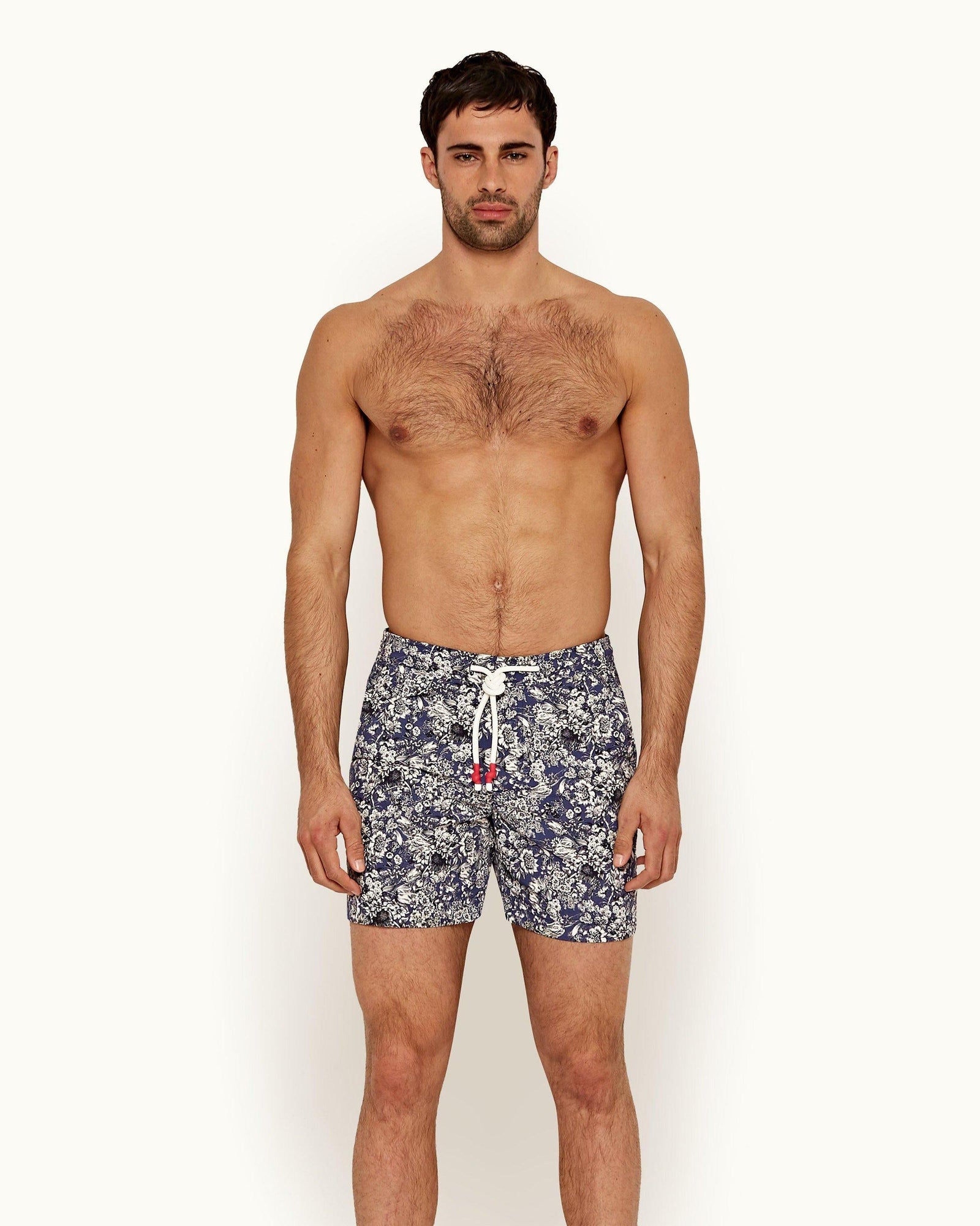 Standard Blue Wash Full Bloom Mid-Length Drawcord Swim Shorts | Blue Wash