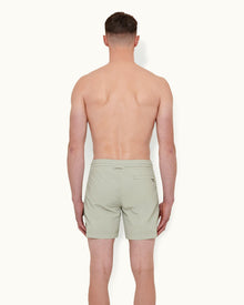 Cliff Grey Mid-Length O.B Stripe Drawcord Swim Shorts | Cliff Grey