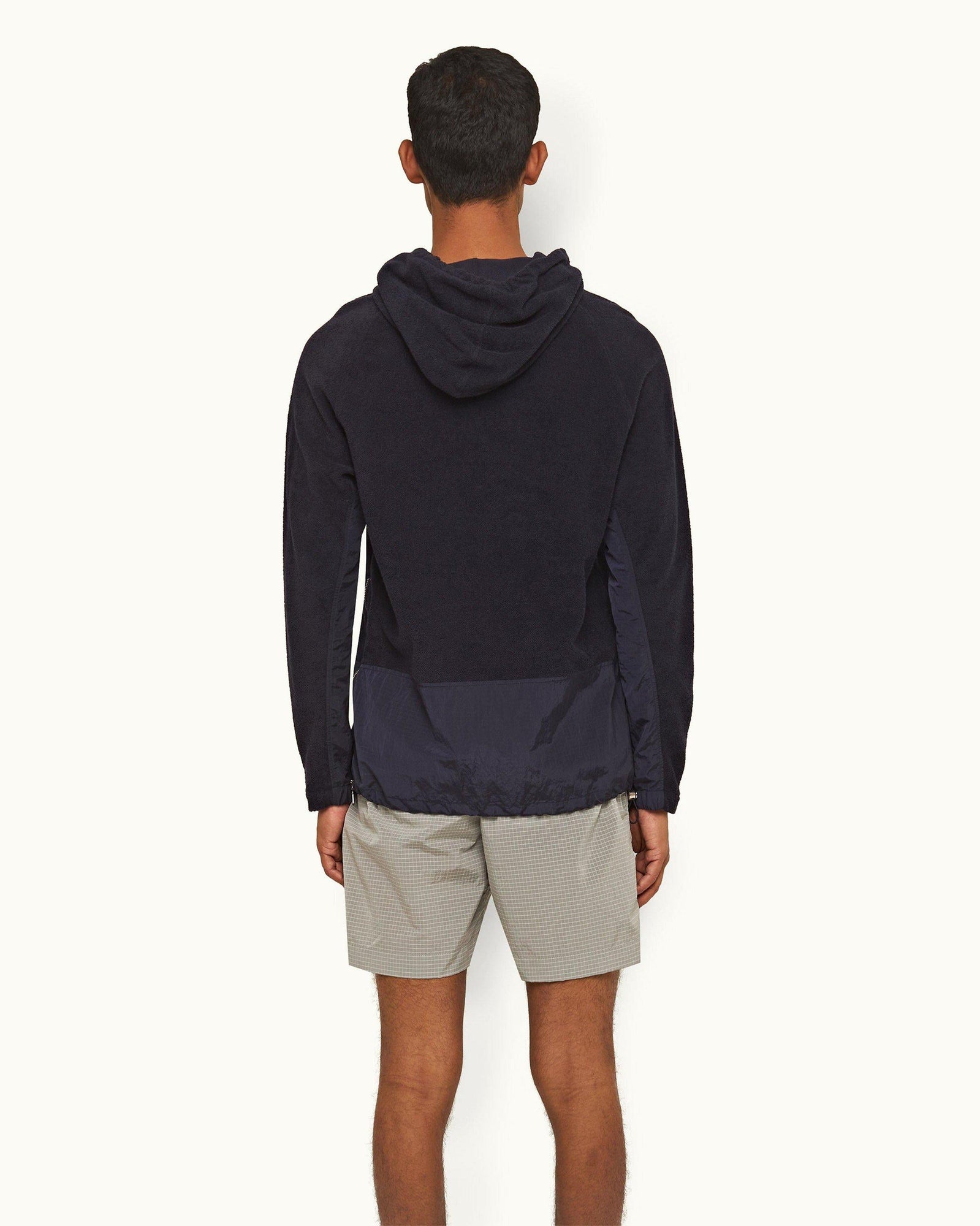 Night Iris Classic Fit Hooded Cotton Pique Towelling Sweatshirt | Night Iris