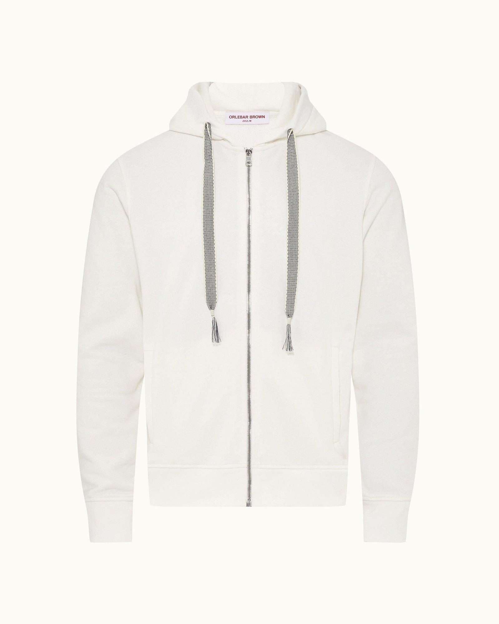 Sea Mist Classic Fit Hooded Zip-Thru Textured Cotton Sweatshirt | Sea Mist