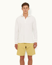 Cloud Garment Dye Cotton Towelling Polo Shirt | Cloud