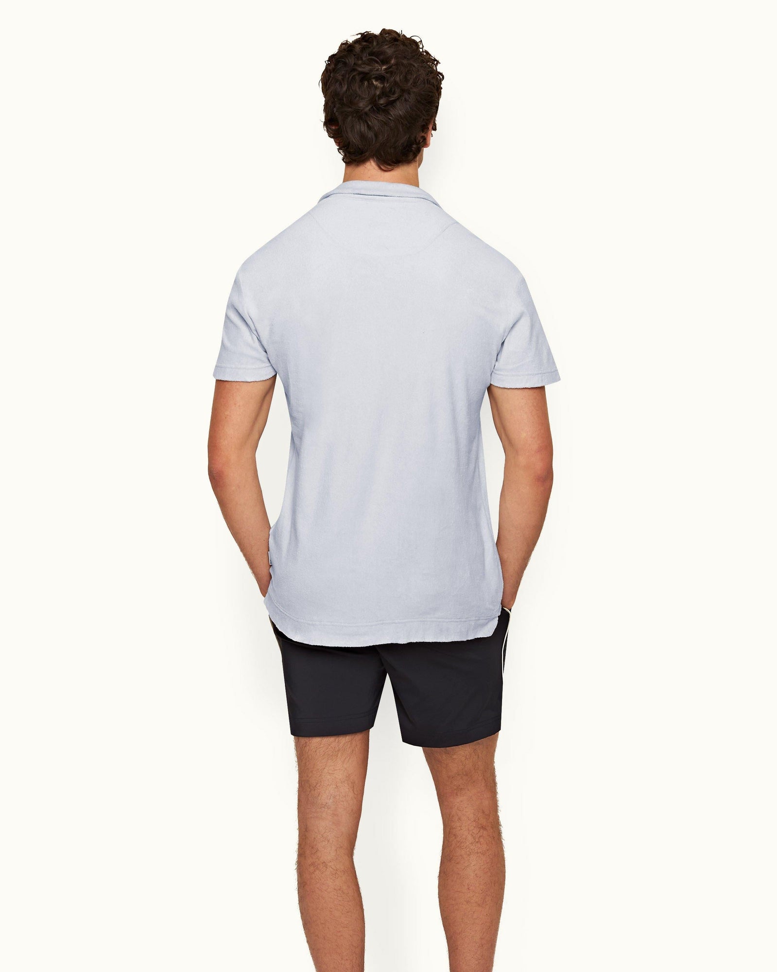 Terry Towelling Light Island Sky Tailored Fit Organic Cotton Towelling Resort Polo Shirt | Light Island Sky