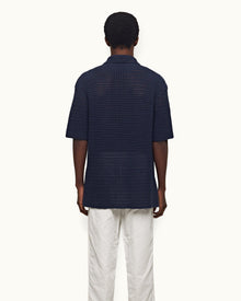 Night Iris Crochet Relaxed Fit Organic Cotton Shirt | Night Iris