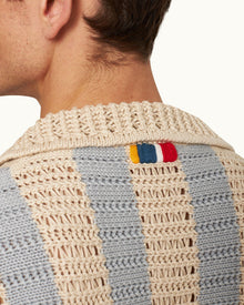 Thomas Crochet Stripe Organic Cotton Shirt | Light Sky Pool/White Sand