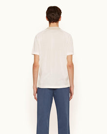 Tirso White Sand Tailored Fit Ribbed Capri Collar Short-Sleeve Shirt | White Sand