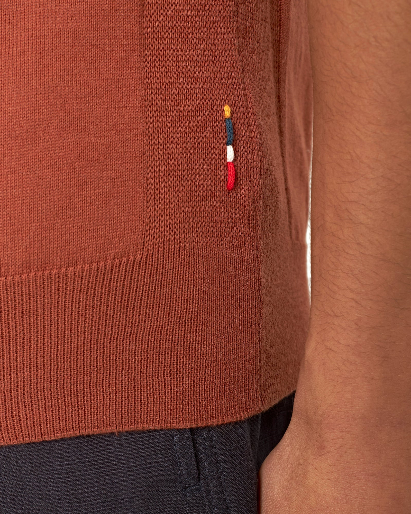 Classic Fit Fine Knit Cotton & Cashmere T-shirt in Canela | Canela