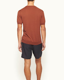 Classic Fit Fine Knit Cotton & Cashmere T-shirt in Canela | Canela