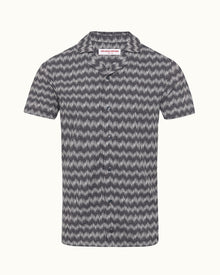 Night Iris/White Capri Collar Chevron Shirt | Night Iris/White