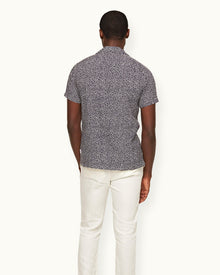 Travis Towelling Star Print Capri Collar Shirt In Night Iris Blue | Night Iris