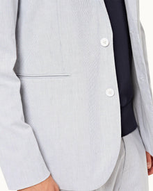 Midnight Navy/White Tailored Fit Unstructured Stretch-Cotton Blazer | Midnight Navy/White