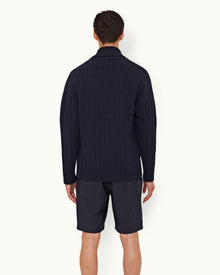 Night Iris Shawl Neck Lambswool Cardigan | Night Iris