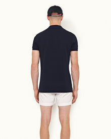 Navy O.B Stripe Organic Cotton Polo Shirt | Navy