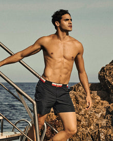 Afador Stripe Navy Classic Fit Stripe Waistband Cotton Sweat Shorts | Navy