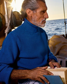 Signal Blue Classic Fit Roll Neck Merino Knit Jumper | Signal Blue