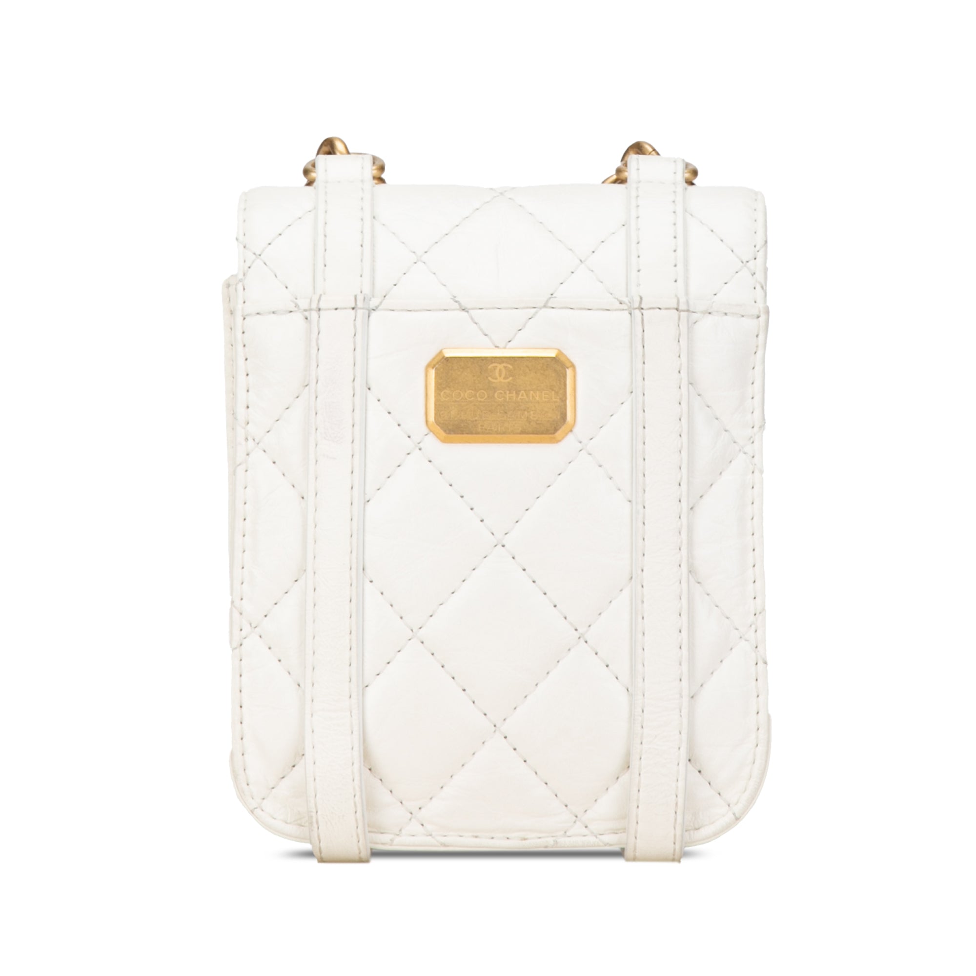 Chanel | Pre-Owned Mini Aged Calfskin City School Flap - II | White/Ivory